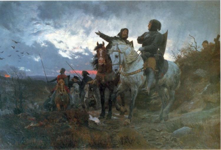 Otto Bache De sammensvorne rider fra Finderup efter mordet pa Erik Klipping Skt. Cacilienat 1286 Norge oil painting art